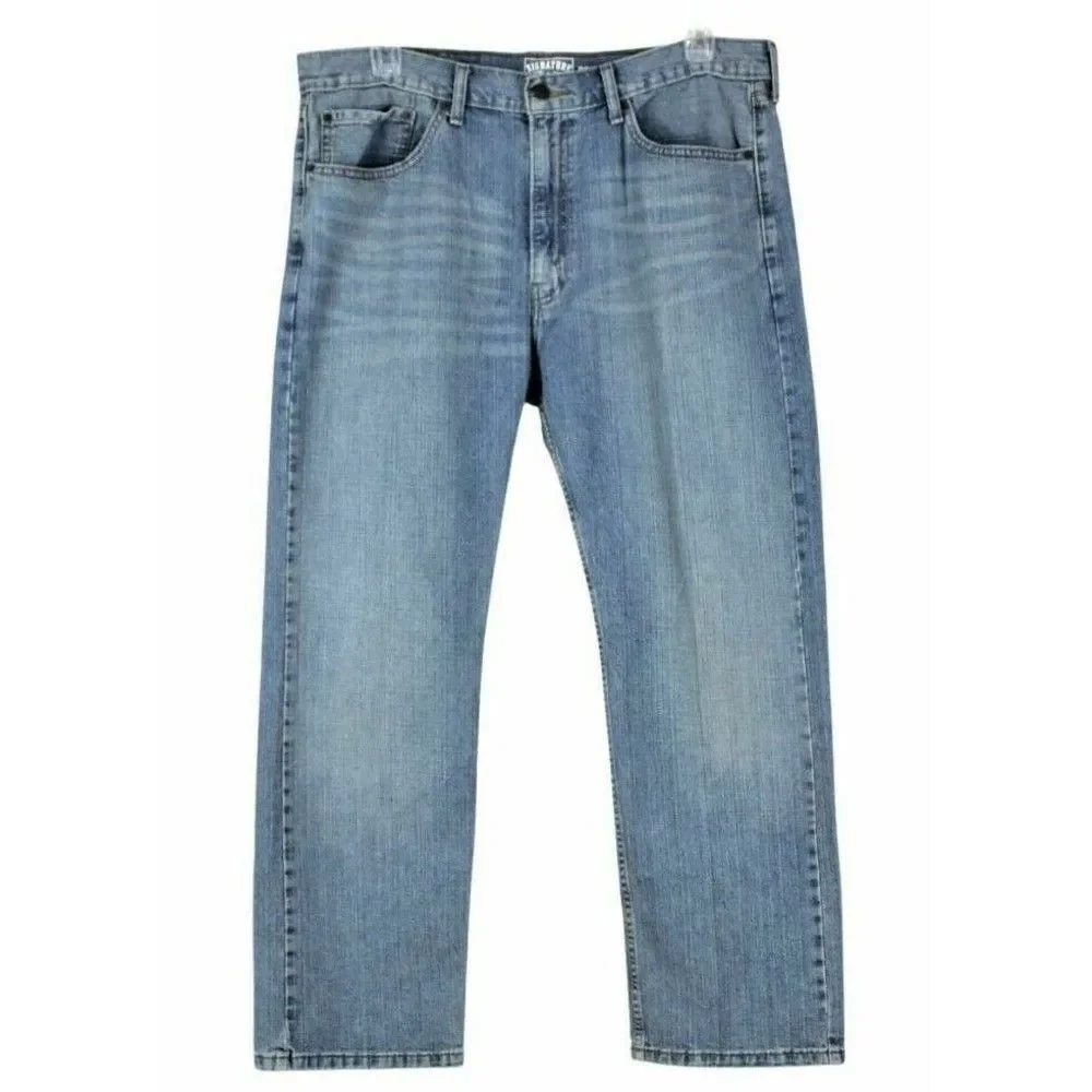 Levi's Jeans Strauss Signature Regular Fit Blue Med Wash Zip Closure Men's 38X29